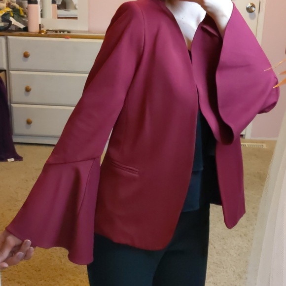 Red Blazer with Flared Sleeves - Picture 2 of 6